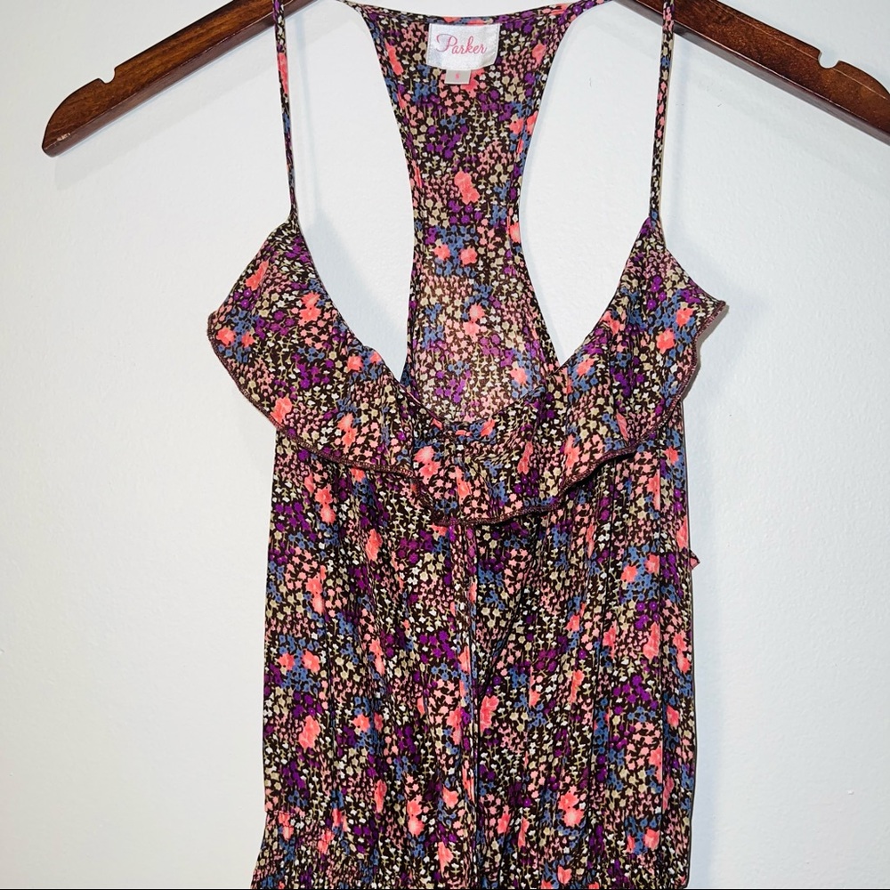 Parker 100% Silk Floral Racerback Dress